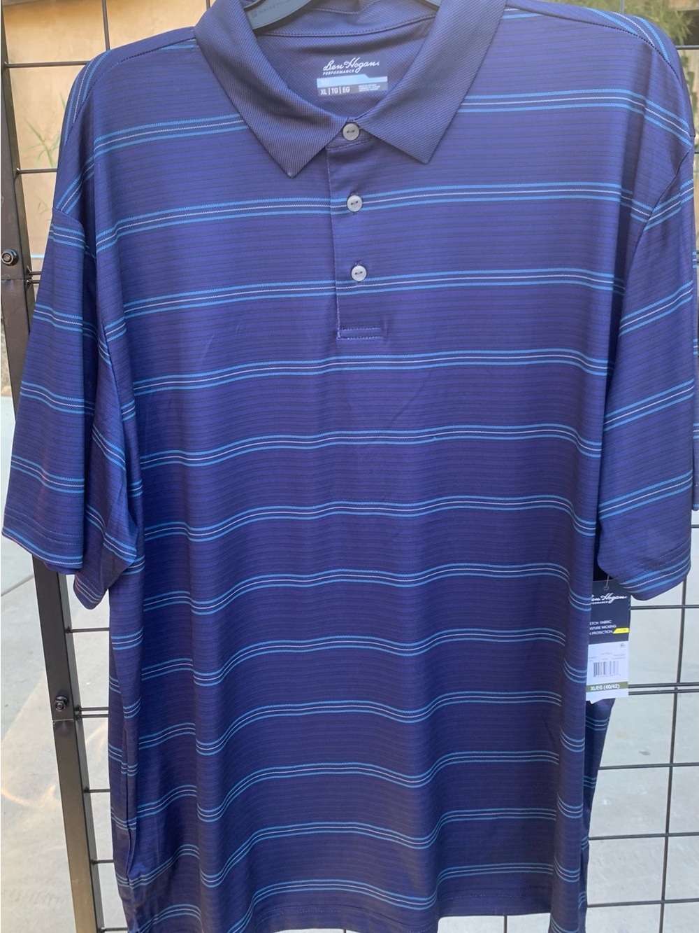 NWT Ben Hogan Men's Navy Striped Performance Polo